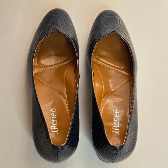 J. Renee Bambalina Lizard Print Patent Navy Blue Pump Shoe Sz 12 - Picture 6 of 10